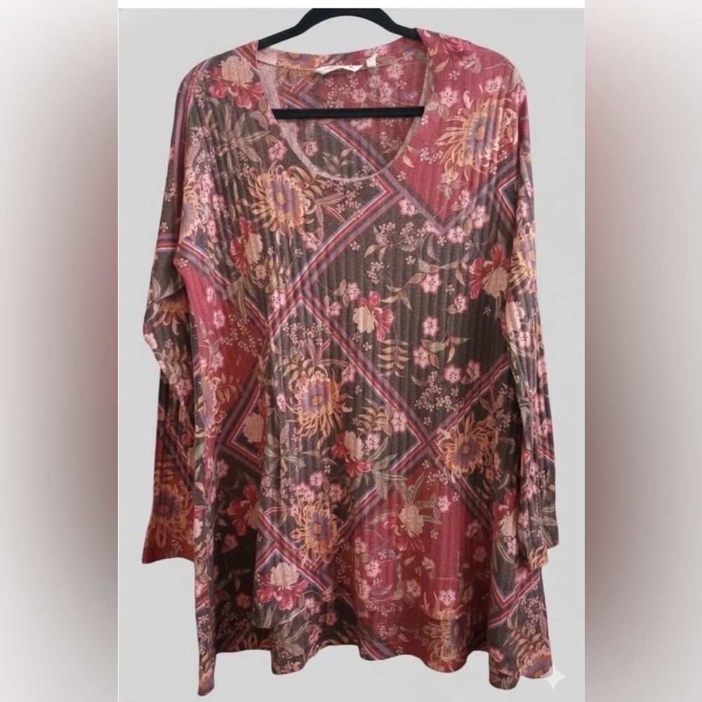 Soft Surroundings Alisanna floral print knit tunic top size L - Picture 2 of 10